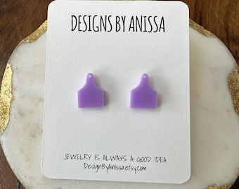 Ear Tags Earrings - Purple