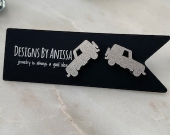 General Purpose Adventure Vehicle Earrings - Silver Glitter