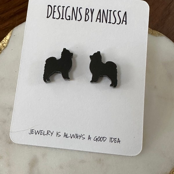 Pomeranian Earrings - Black