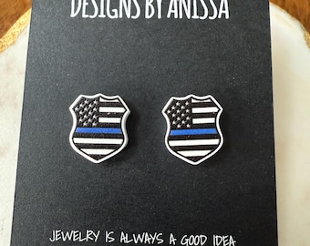 Law Enforcement Officer Support - Police Badge Earrings