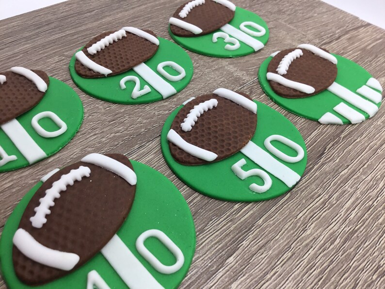 Football cupcake toppers fondant footballs fondant football Etsy