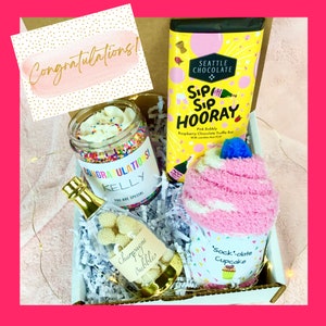CONTRATULATIONS Gift Box SIP SiP HOORAY!, Personalized Congratulations Gift Basket, New Job Gift Basket, New Mom gift, New baby gift box