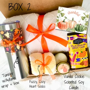 Cozy fall gift box, Hygge gift basket, Pumpkin Spice Cozy Fall Thanksgiving Gift Box, Thanksgiving Gift Basket | Get Well Soon Gift