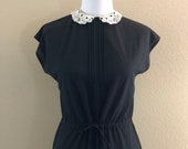 Wednesday Addams Dress Vintage Lace Peter Pan Collar Midi Dress 90 39 s Goth Dress