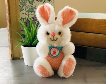 Vintage 1980's Strawberry Shortcake Hopsalot Bunny Plush | 1980s Apricot's Hopsalot Pet Doll | Retro Kenner Hopsalot Stuffed Animal Plushie