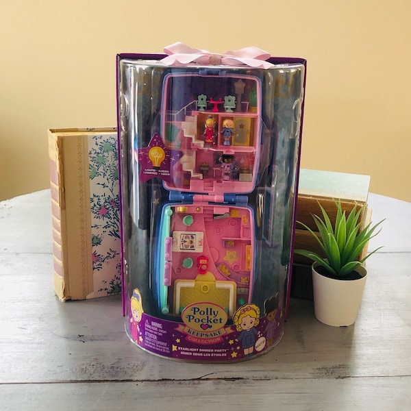 Re-Release Vintage Style Polly Pocket Keepsake Collection Starlight Dinner Party |  Polly's Candybox Party Bluebird Polly Pocket Light-up