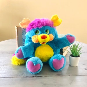 Vintage 1980's Popples P.C. Pretty Cool Popple | 80's Large Blue Popple Plush | 1986 Retro Popples Plush P.C. Popples Stuffed Animal Plush