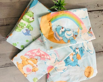 Vintage 1980's Care Bears Full Size Sheet Set | Retro 1980s 4 Piece Care Bears Sheets | 80s Kids Sheets Double Bed Full Size Sheet Set