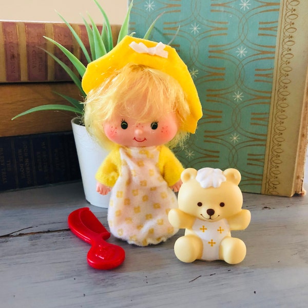 Vintage 1980's Butter Cookie Doll w/ Jelly Bear | 1980's American Greetings Strawberry Shortcake Scented Doll | Retro Kenner Butter Cookie