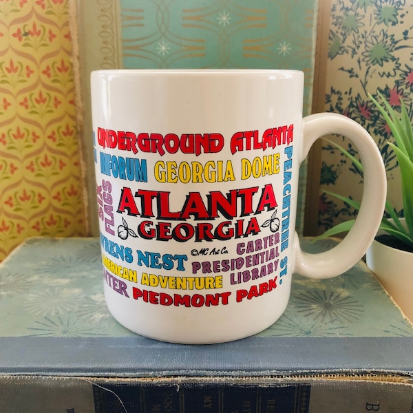 Vintage 1990's Atlanta Souvenir Mug | Retro Atlanta Cup | Vintage Souvenir Mug | Vintage Travel Souvenirs | Underground Atlanta Coca Cola