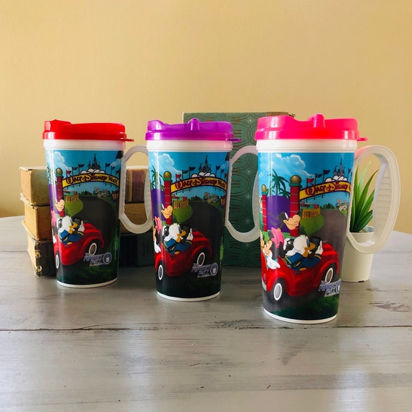 Disney World Souvenir Cup | Disney Parks Whirley Travel Cup w/ Handle & Lid | Disney Rapid Refill Souvenir Mug Cup Whirley Mickey Mouse Mug