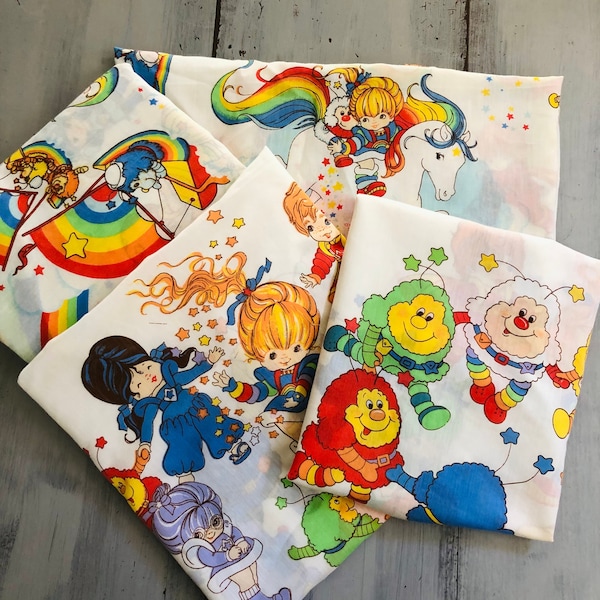 Vintage 1980's Rainbow Brite 4 Piece Full Sheet Set | Retro Rainbow Brite Sheets | Vintage 80s Kids Cartoon Sheet Set | RainbowBrite Pillow