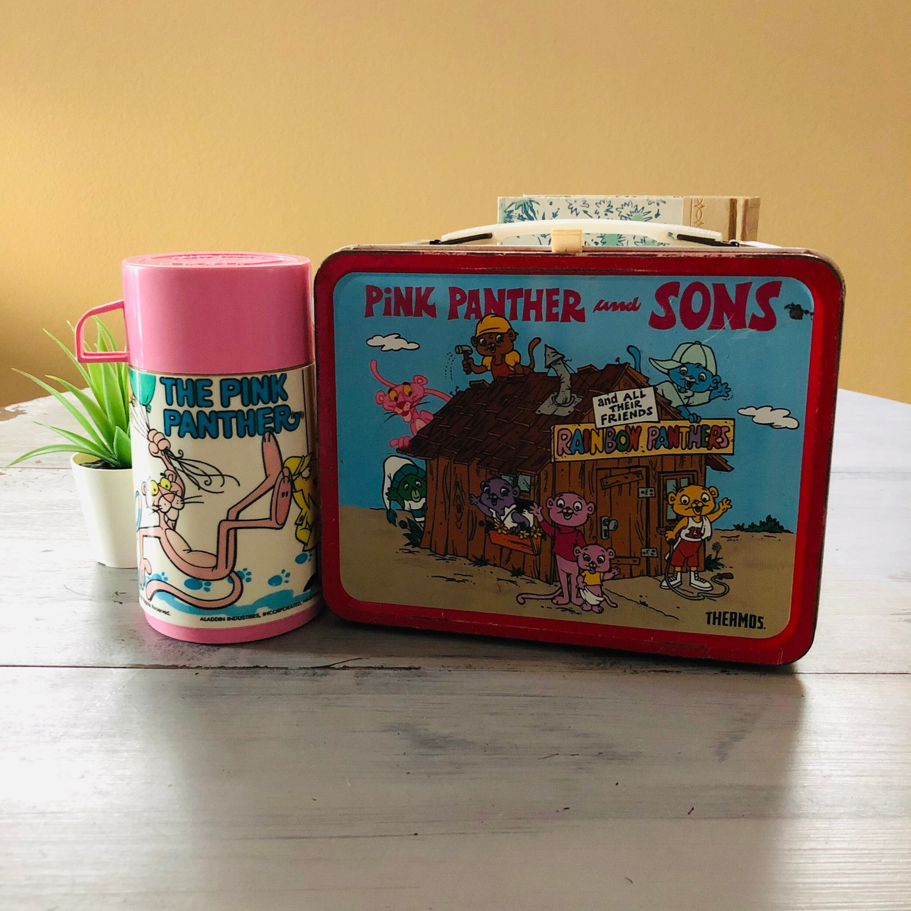 Vintage 1980's Pink Panther Lunch Box With Thermos Retro Etsy