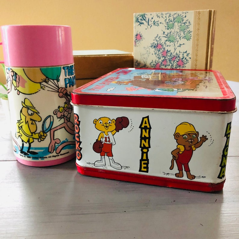 Vintage 1980's Pink Panther Lunch Box With Thermos Retro Etsy