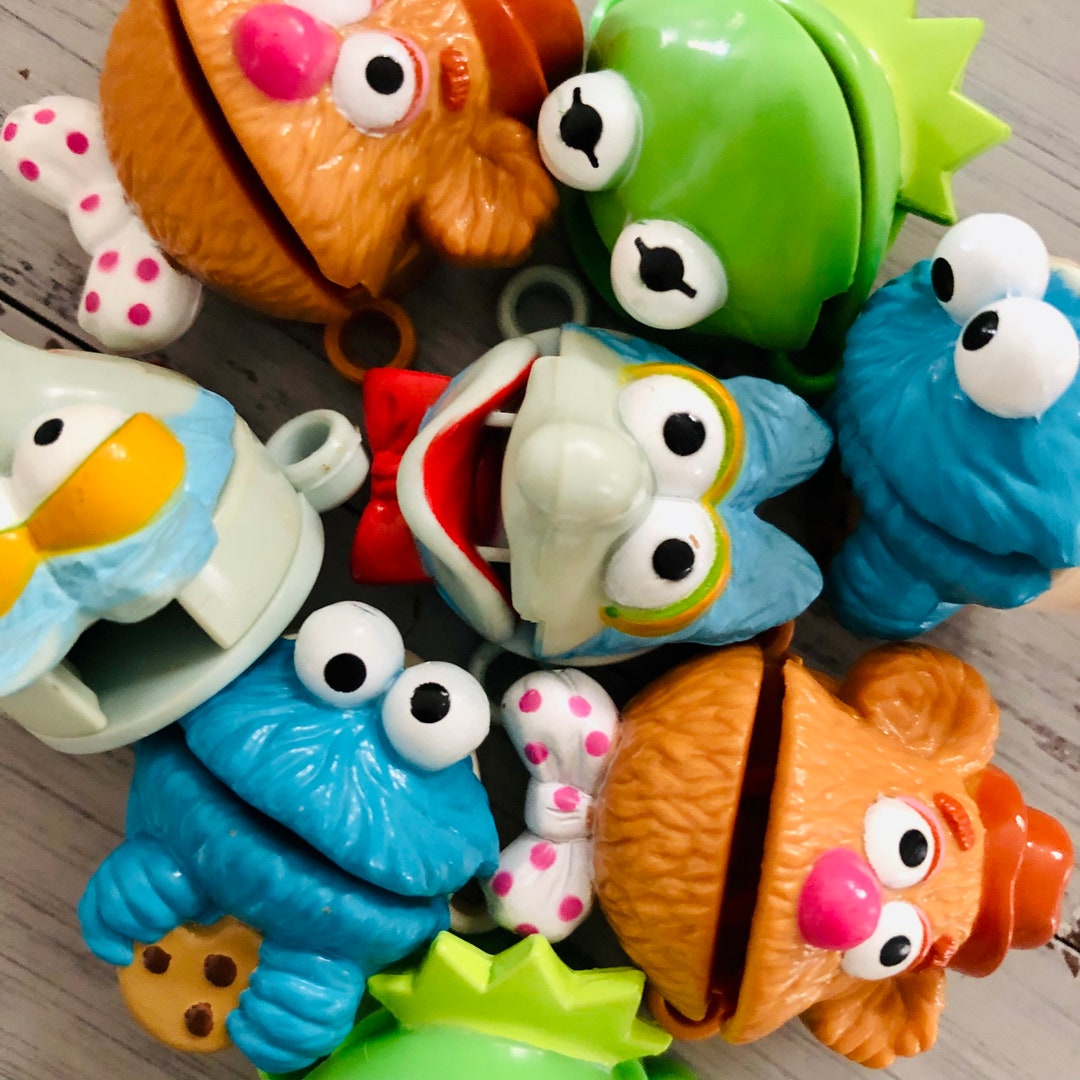 Vintage 1980's Muppets Bow Biters Kermit Gonzo Fozzie Cookie Monster