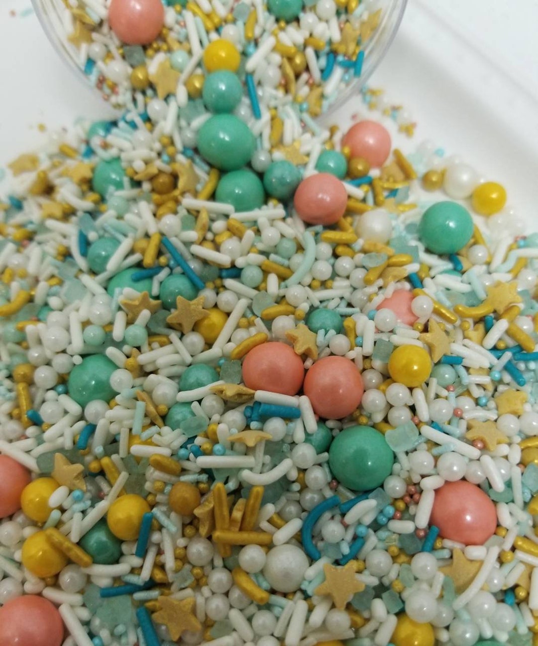 Coral and Teal Sprinkles Etsy