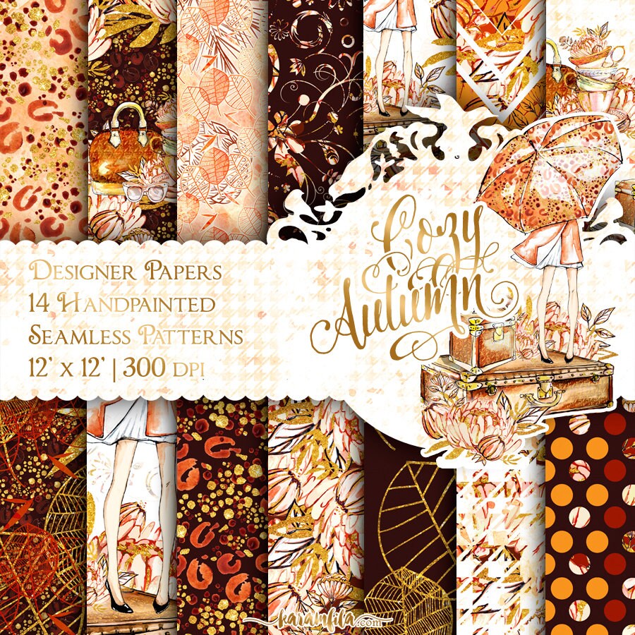Watercolor Autumn Paper Pack Fall Fashion Floral Cute Watercolor Chry…