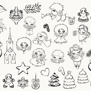 Christmas Doodle Clipart, Christmas Angels Collection. image 2