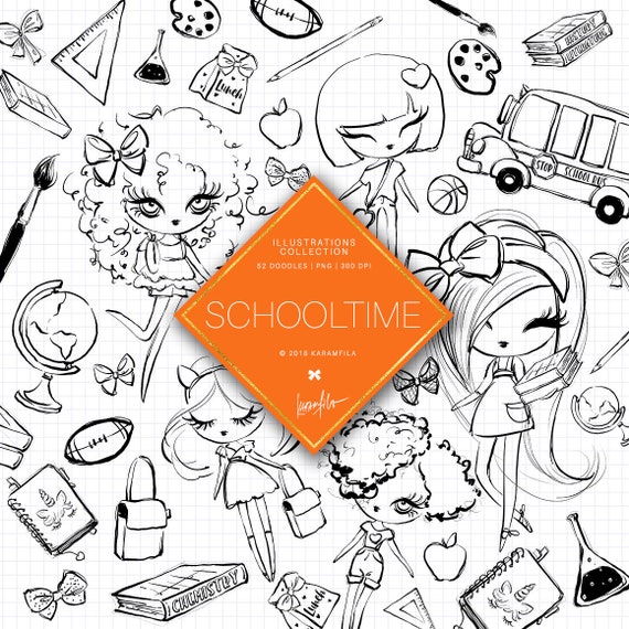Back To School Doodle Clipart Back To School Outline Etsy Back To School Doodle Clipart Back To School Outline Etsy