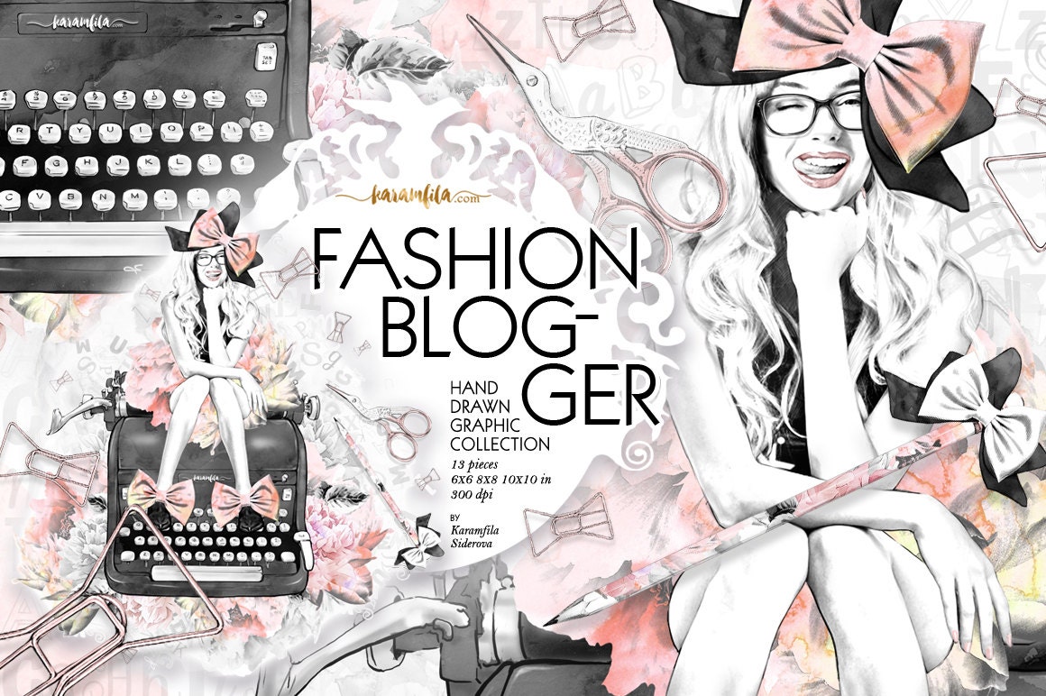 Fashion Blogger Clipart Cute Planner Girl Clipart Beauty Blog - Etsy UK