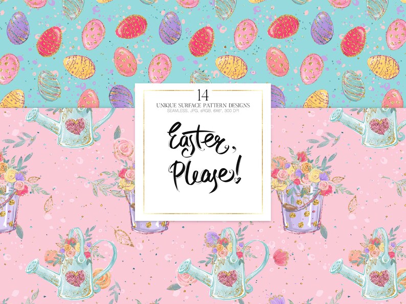 Easter Digital Paper, Spring Patterns, Bunny Digital Paper, Easter Fabric Patterns Spring Planner Paper. Pastel Easter Collection image 5