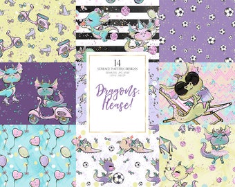 Dragon Digital Paper Baby Dragon Patterns Pastel Glitter Fabric Designs Dragon Party Backdrop Planner Dragon Stickers Kite Scooter Football