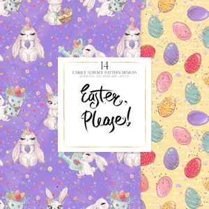 Easter Digital Paper, Spring Patterns, Bunny Digital Paper, Easter Fabric Patterns Spring Planner Paper. Pastel Easter Collection image 8