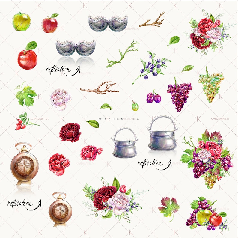 Red Roses Clipart Bulgarian Ethnic Clipart Autumn Clipart Ethno Clipart Slavic Clipart Farm Clipart Apple Clipart Fall Planner Stickers