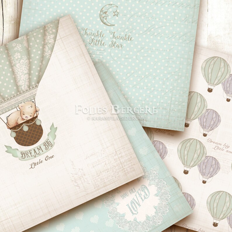 Vintage Baby Digital Paper Pack Baby Boy Papers Shabby Baby Etsy