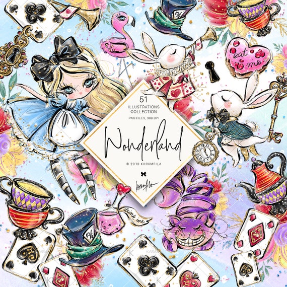 The Cheshire Cat 5 sheets Korean Alice in Wonderland stickers Mad Hatter etc