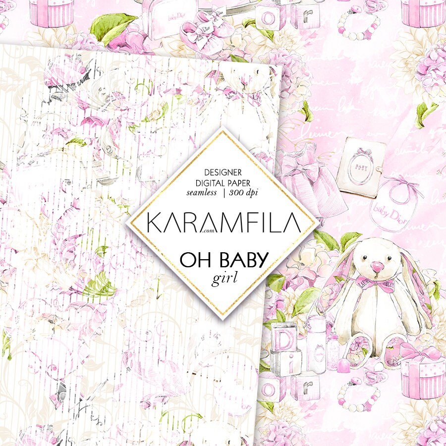 Baby Girl Scrapbook Paper, Kid Digital Paper (2676352)