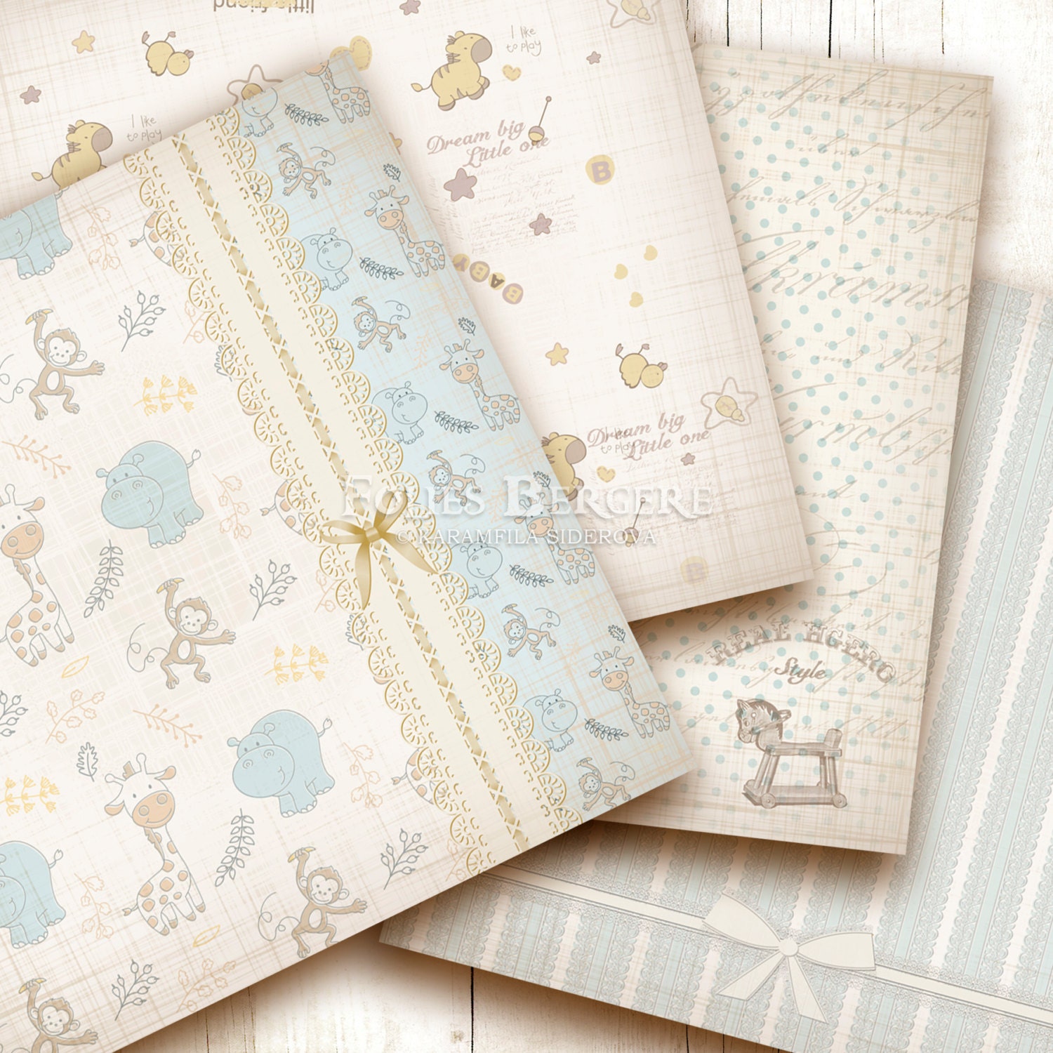 Vintage Baby Digital Paper Pack Baby Boy Papers Shabby Baby Etsy