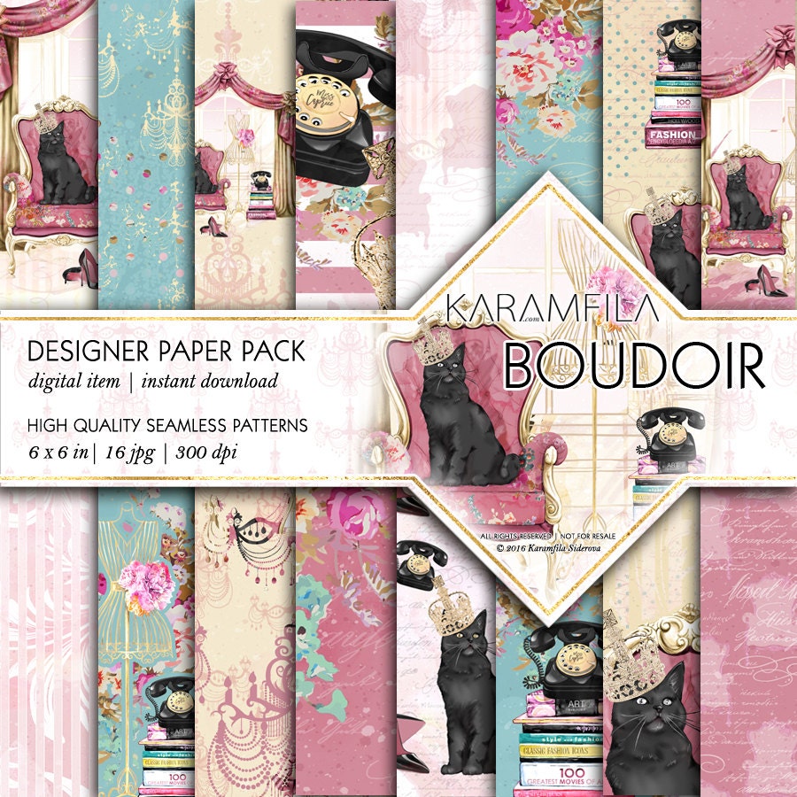 pattern 300 DP1 file to download Seamless movie girl black cat print