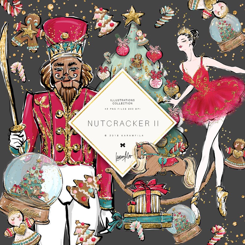Nutcracker Clipart Christmas Clip Art Ballerina Clipart. | Etsy