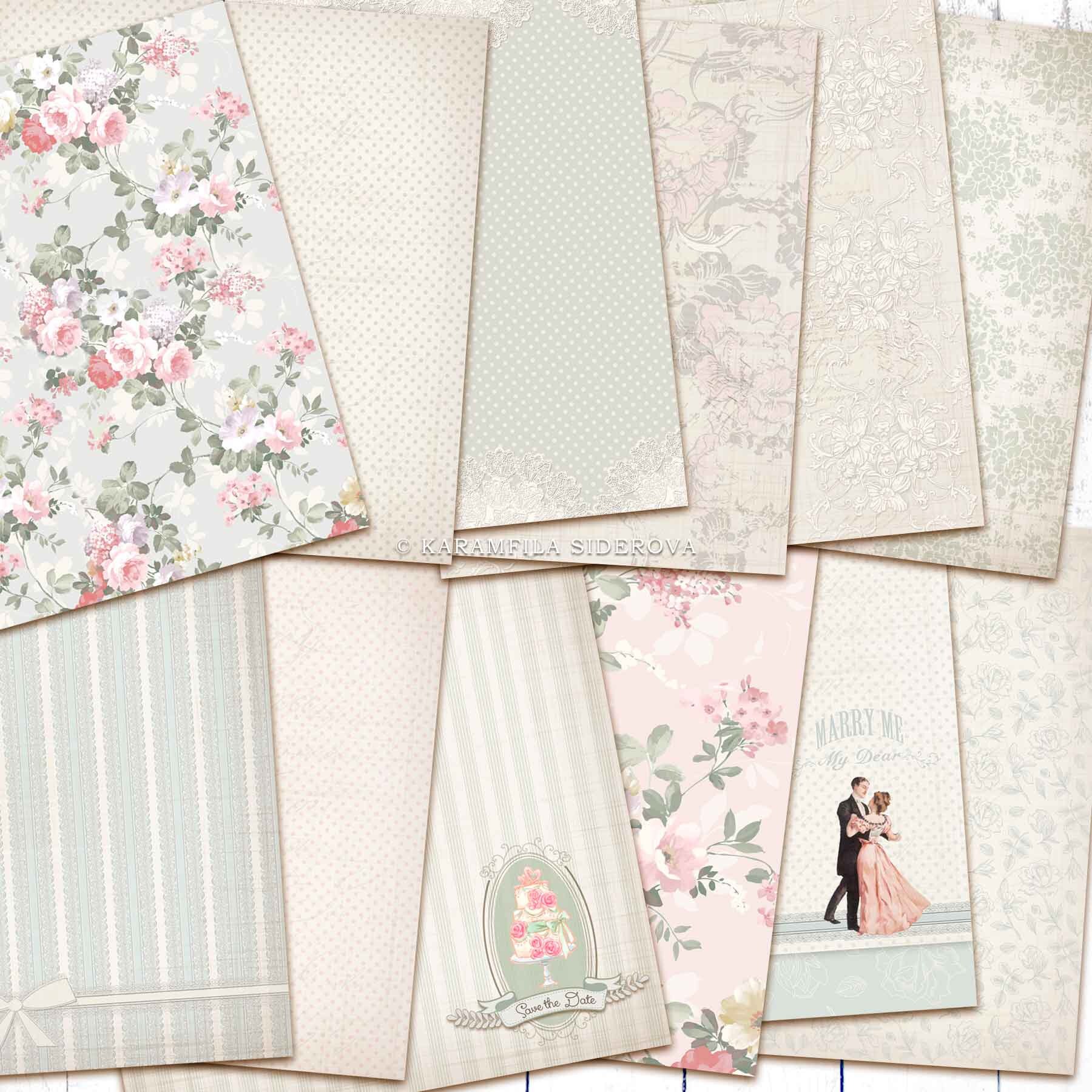 Karamfila's Vintage Wedding Scrapbook Paper Kit Wedding Etsy