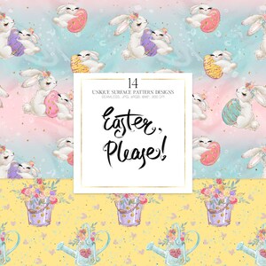 Easter Digital Paper, Spring Patterns, Bunny Digital Paper, Easter Fabric Patterns Spring Planner Paper. Pastel Easter Collection image 4