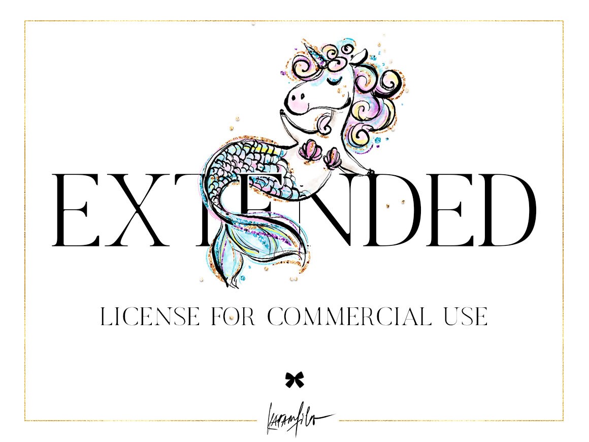 Extended license for Commercial Use - Watercolor Clipart, Digital Pap…