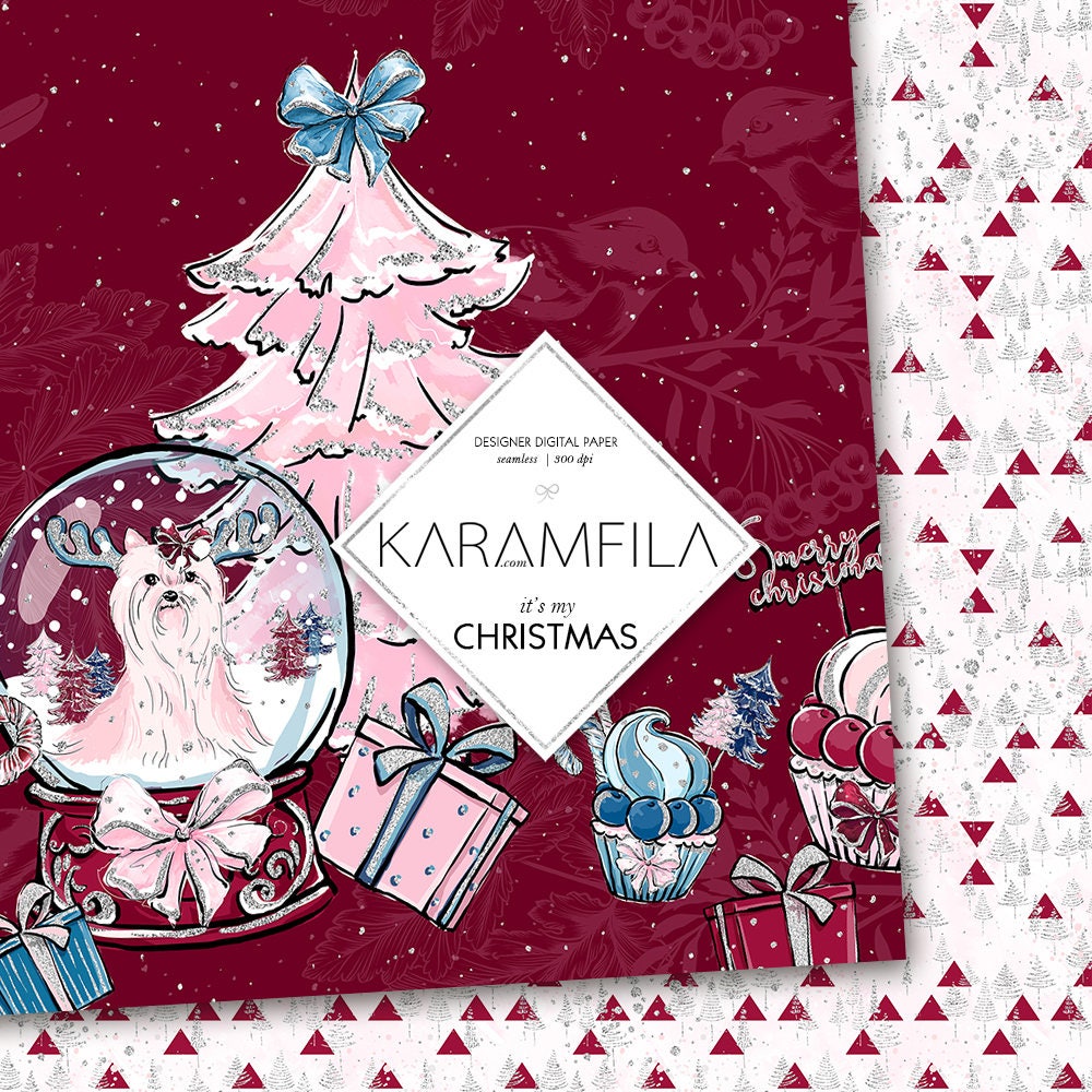 Winter Digital Paper Cute Christmas Paper Casual Christmas | Etsy