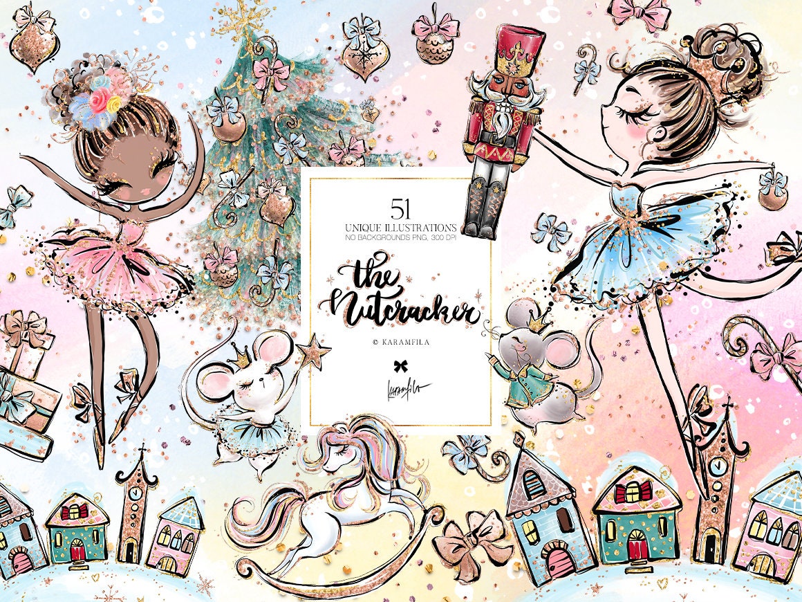 Nutcracker Clipart, Christmas Clipart, Ballerina Clipart, Winter Clip…