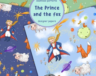 The Prince and the fox Digital Papers, High Quality Designs, 10 JPGs - Digital Print, Commercial Use - Digital Download