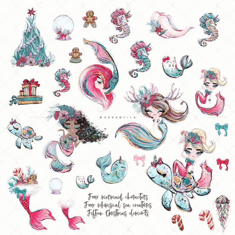 Download Christmas Mermaid Clipart Unicorn Clipart Underwater ...