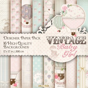 Baby Shower Wrapping Paper Digital Image Download Printable Unisex Baby  Adorable Vintage 