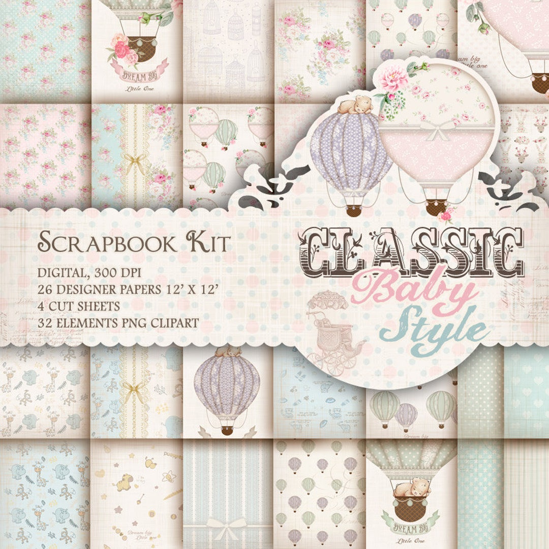 Baby Girl Scrapbook Paper And Images Kit: Scrapbooking Supplies For Arts &  Crafts Journals