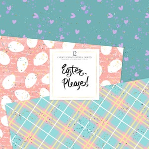 Easter Basic Patterns, Spring Digital Paper, Pastel Gingham Patterns, Spring Fabrics. Easter Bunnies Spring Flowers Collection. image 4