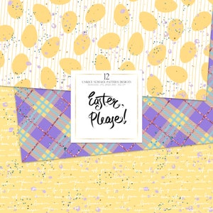 Easter Basic Patterns, Spring Digital Paper, Pastel Gingham Patterns, Spring Fabrics. Easter Bunnies Spring Flowers Collection. image 2