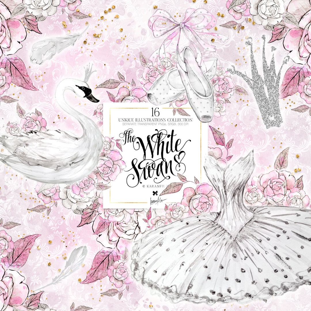 Ballet Clipart Watercolor Ballerina White Swan Lake Illustration ...