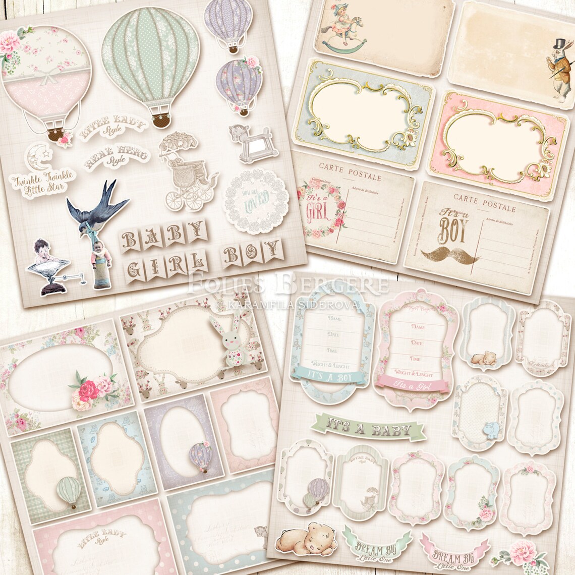 Vintage Baby Scrapbook Kit Baby Digital Paper Pack Shabby Baby Etsy
