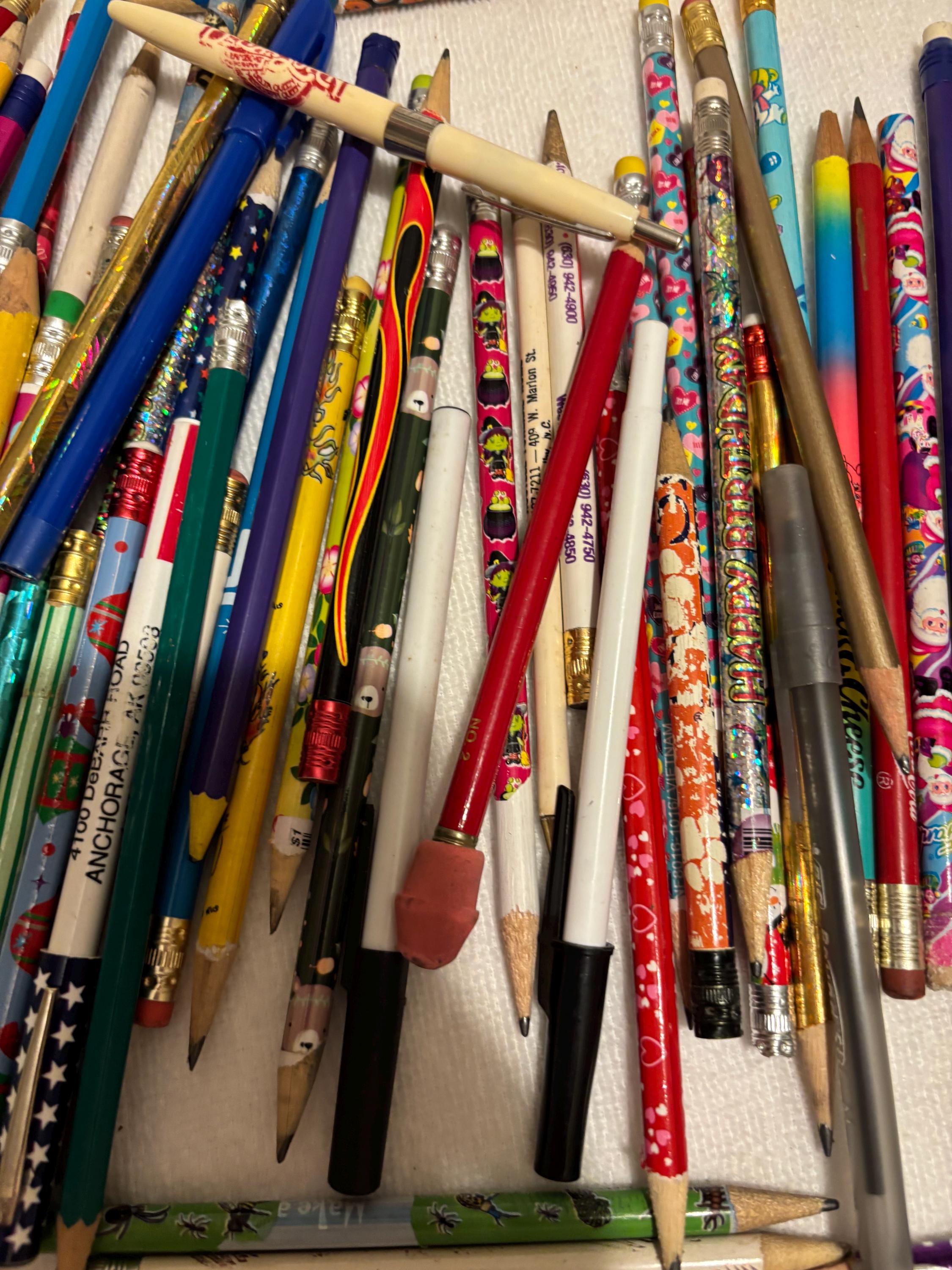 Lot of Cool 80s and 90s Pencils Lisa Frank , Coca Cola , Marvel