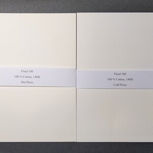 Fluid Watercolor Paper Samples - Individual Samples - Fluid 100 or Fluid Easy - Hot Press or Cold Press - Cotton or Cellulose