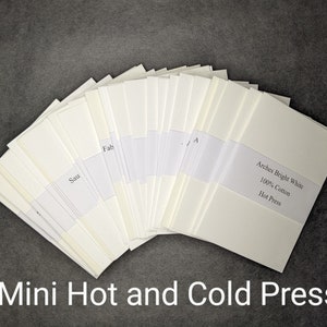 Mini Hot and Cold Press Watercolor Paper Sample Sets - ATC Size - 100% Cotton - Professional / Artist Grade